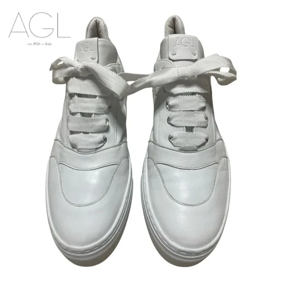 AGL Italian Platform Sneakers Leather W10.5 - Picture 2 of 9